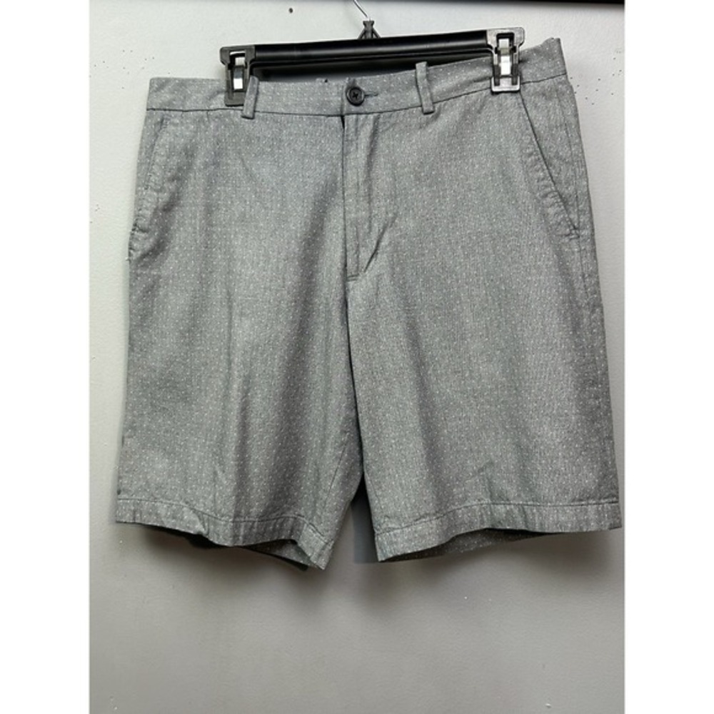 Perry Ellis Mens Gray Micro Dot Cotton Flat Front Shorts Size 32 10580